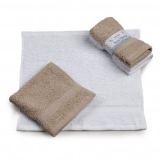 BF02-COF: Coffee & White 2 Pack Face Cloths